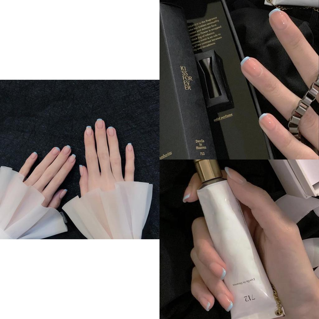 Unique 2020 Chinese Brand Nail Art Stickers With Removable French Fake Nails In Gel Glue And Jelly Double-sided Design