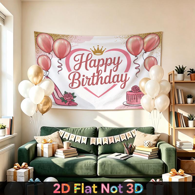 Party Backdrop Birthday Heart Pink Photo Booth Background Front Door Decor