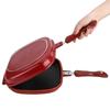 28cm Red  Double‑Sided Frying Pan Non‑Stick Pan for Barbecue Grill Kitchen Supplies Double‑Sided Frying Pan