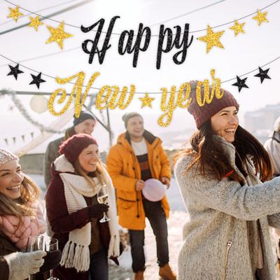 2024 Year Banner Sparkling Vibrant Color Fine Texture Fade-Resistant Hanging Banner Holiday Decoration Photography Prop