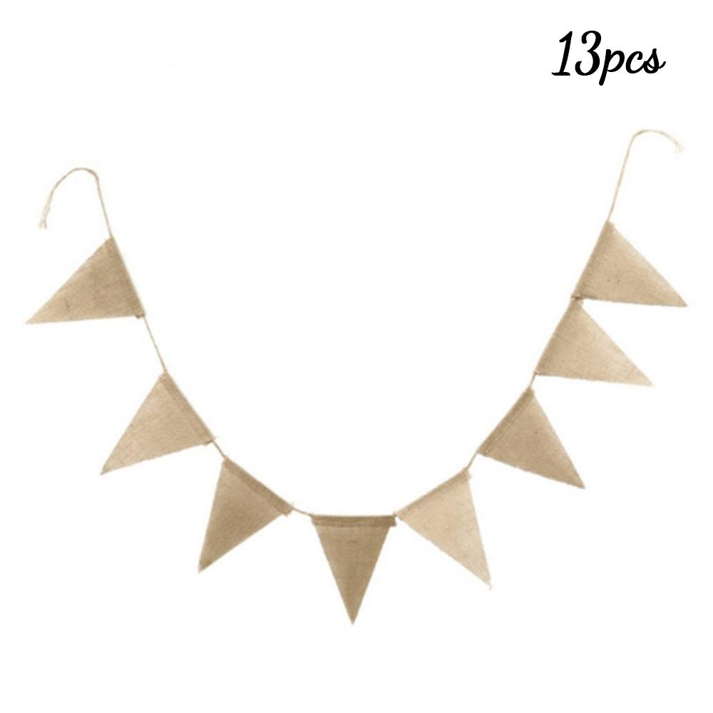 Vintage Wedding Hessian banner Burlap Bunting Banner for Birthday Party Photo Props Hanging Banner Backdrop Decoration Flags