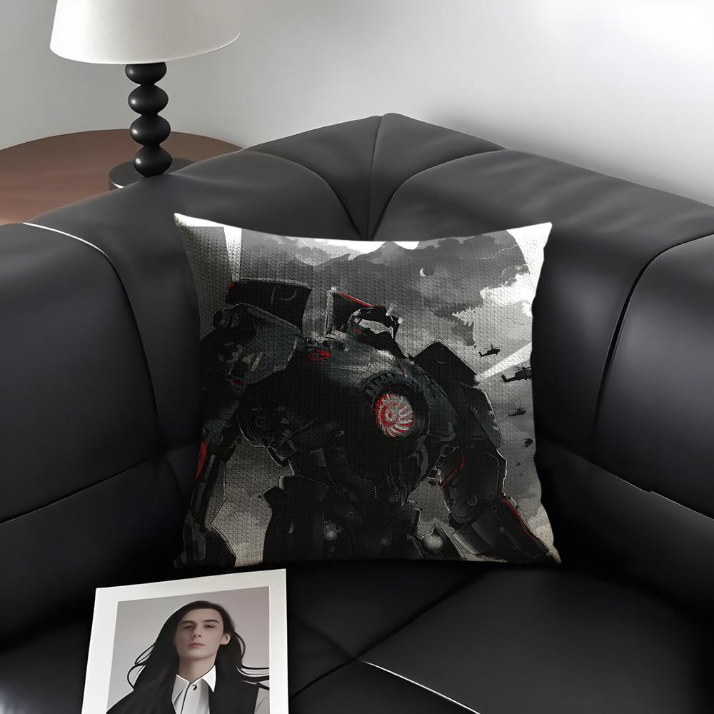 P-Pacific Rimm Movie Cushion Cover Natural Linen Organic Fabric Double-Sided Printing Sofa Home Decor Gift Pillow Case