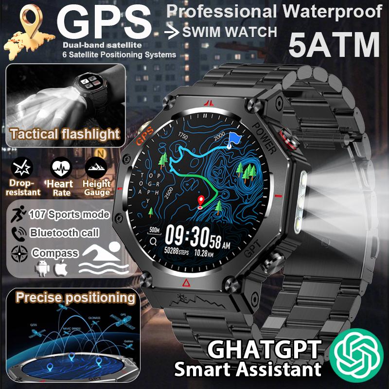 2025 Nový ChatGPT AI asistent Chytré hodinky 5ATM Vodotěsné GPS Vestavěné Dvoupásmové GNSS Kompas Vojenské Sportovní Chytré hodinky Muži Ženy