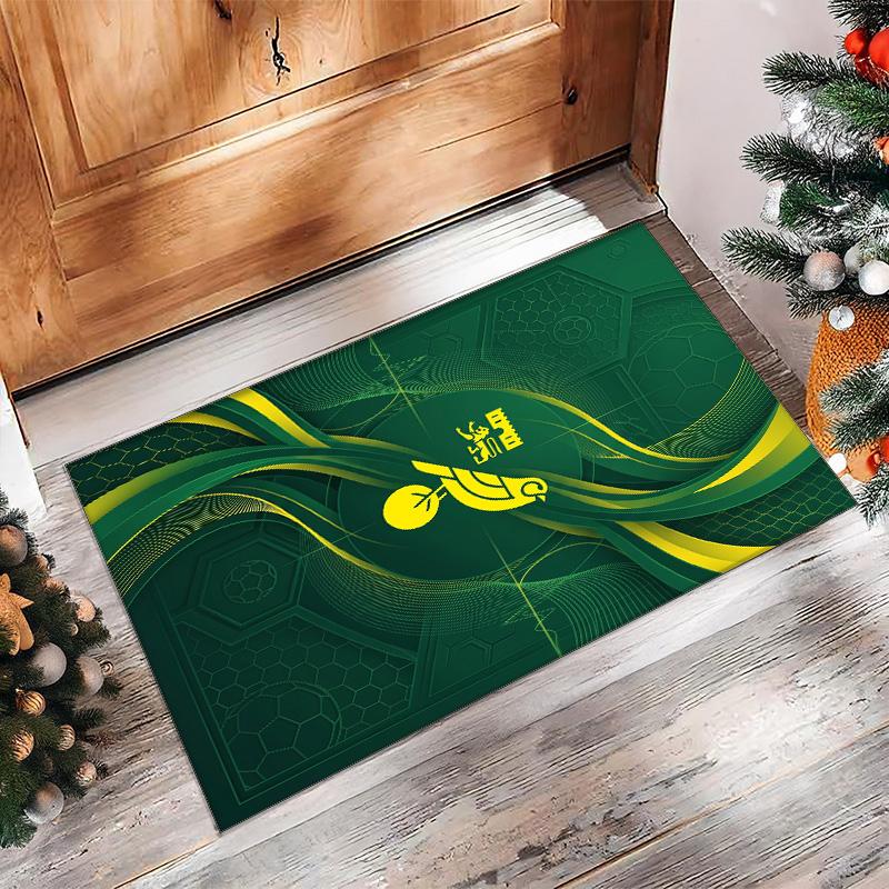 Norwich City Football Print Crystal Velvet Rug, Comfortable Water Absorbent Non Slip Indoor Floor Carpet