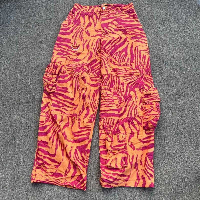 

Export European and American Single Loose Casual Cool Pants Female Cargo Pants American High Waist Multi-Pocket Straight-Leg Pants Trendy Style Image color S