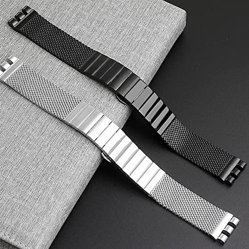 ZHUOLEI Replacement Watch Strap for Swatch, 19mm, 20mm, 21mm, Stainless Steel Mesh Milanese Band