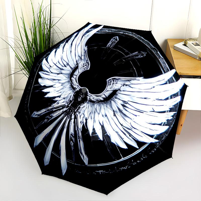 Shiny Wings  pattern, automatic folding umbrella, portable and foldable design, 8 ribs, a Christmas or birthday gift.