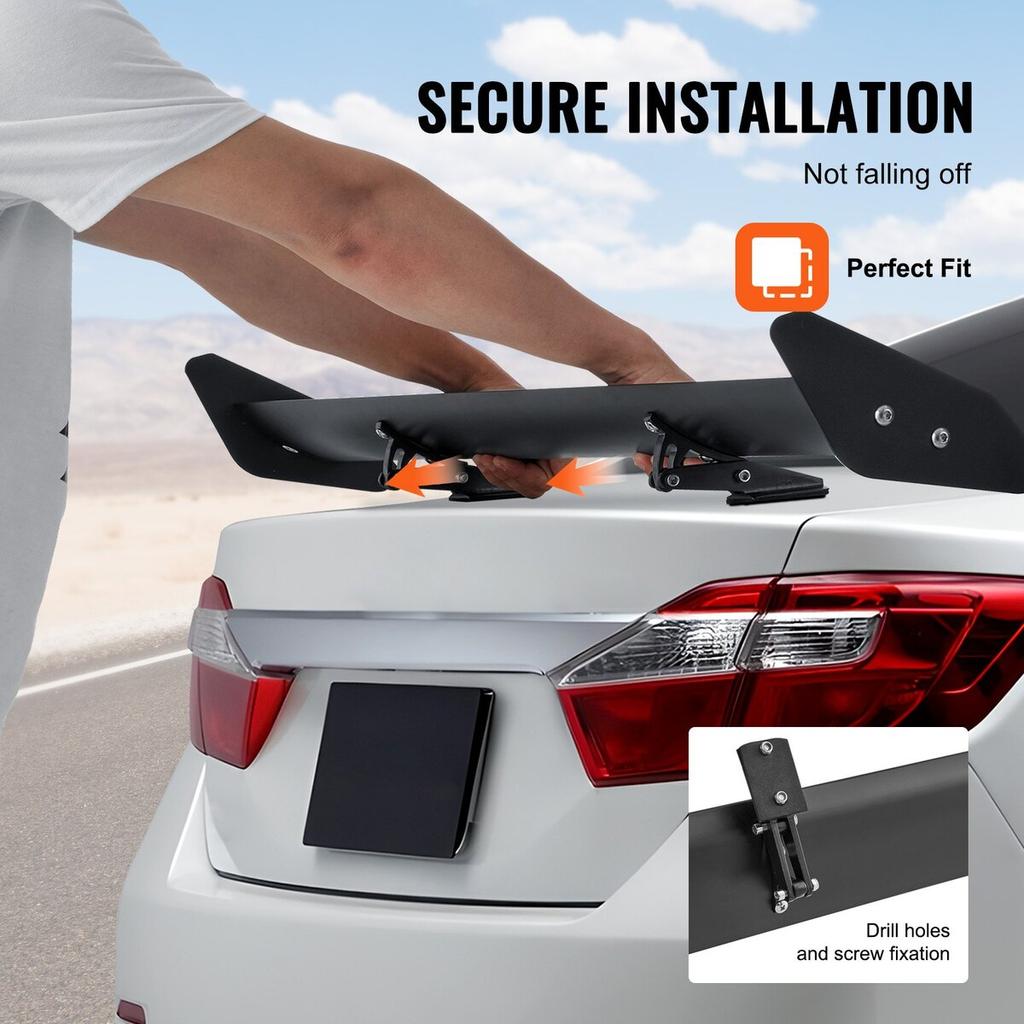 GT Wing Car Spoiler, 43.3 Inch Universal Spoiler with Single Deck, Adjustable Lightweight Aluminum, Car Rear Spoiler Wing, Racing Spoiler BGW/JDM