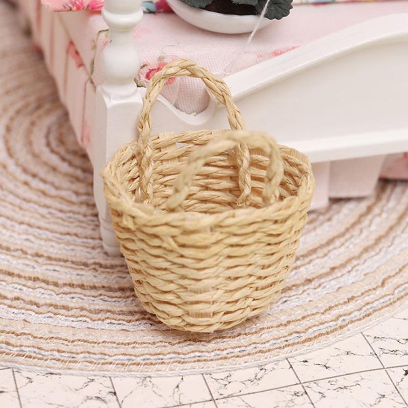 1: 12 Dollhouse Mini woven basket storage basket model miniature scene ornaments