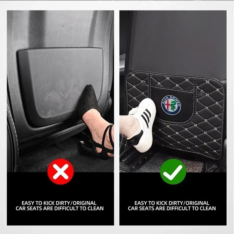 BRGKL1 For Alfa Romeo New PU Leather Car Anti-Kick Mats Auto Seat Back Protector Cover For Alfa Romeo Giulietta GT 159 147 156 Mito Bre