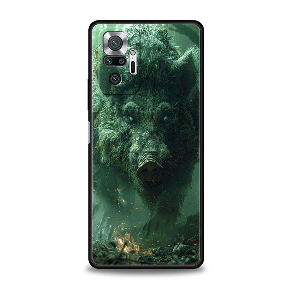 Wild Boar Phone Case Cover for Redmi 14C 10C Note 15 14 13 12 10 11 K40 Pro Plus 5G Soft TPU Shockproof Shell Fundas Capas Coque