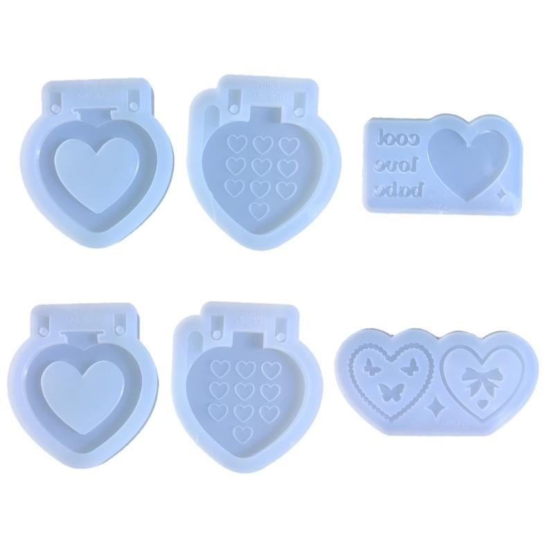 Foldable Phone Silicone Mold Epoxy Jewelry Mold for Resin Casting Keychain Photo Frame Home Decor Heart Pendant Mold