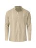 Men's Casual Cotton Linen Stand Collar Shirt - European & American Style for Summer Beach Vacation 2023