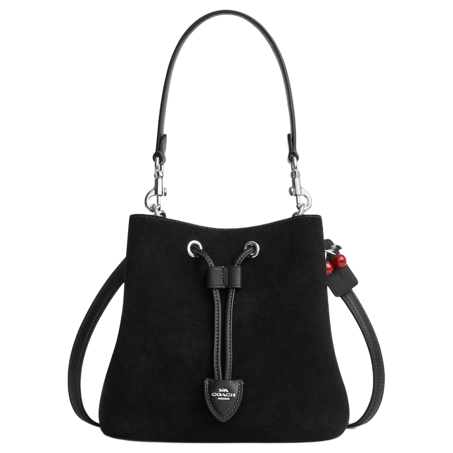 

Coach Rowan 22 Cherry Pendant Bucket Bag Women Handbag Black CCZ89-SVBK Basic Set (Bag+Dust Bag)