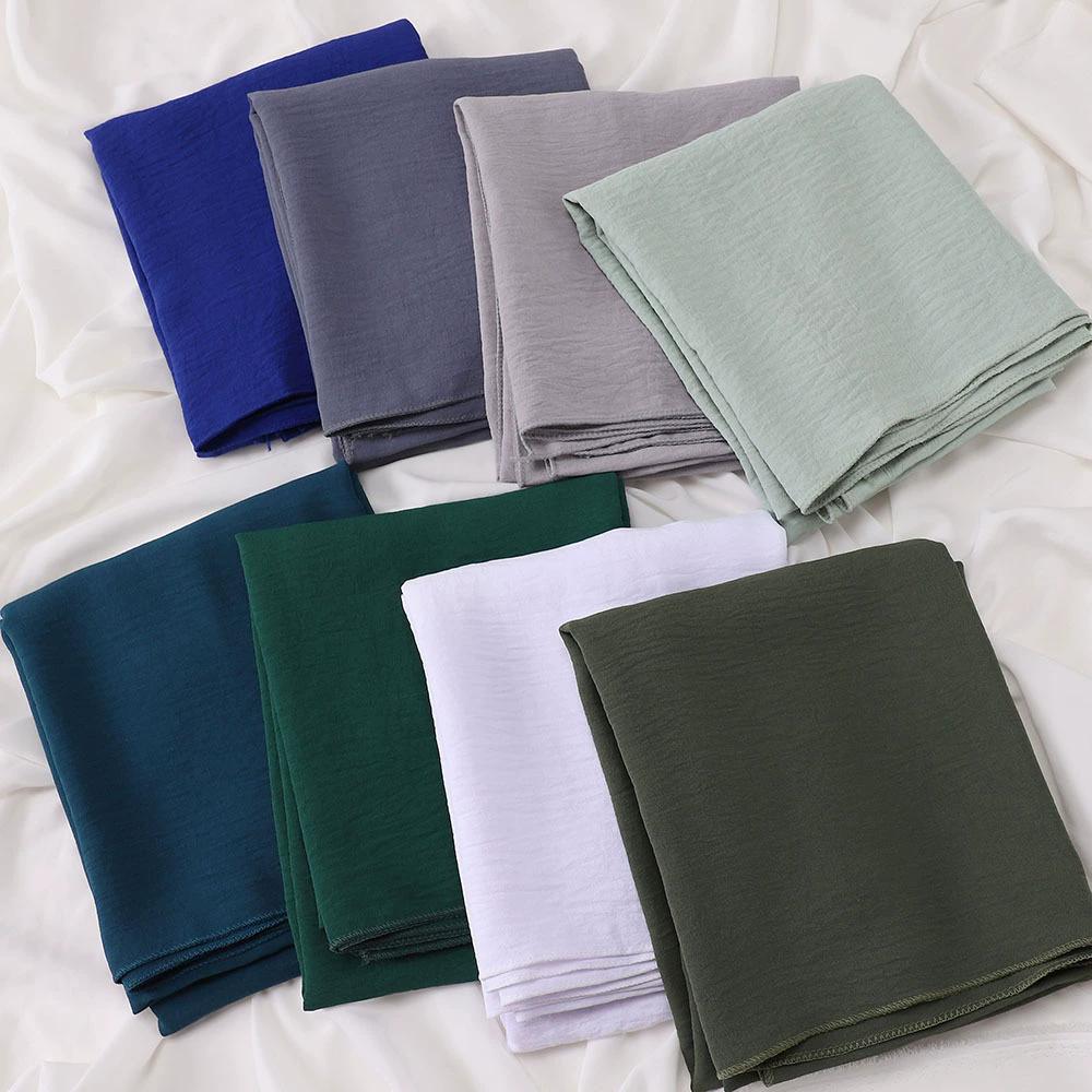 Malaysia Muslim Hijab Wrinkle Plain Long Shawl Islamic Headscarf Wraps For Women Female Foulard