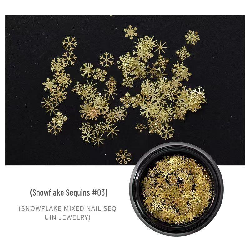 

Рождественская снежинка золото и серебро 3D нейл-арт блестящий микс - зимние украшения для ногтей