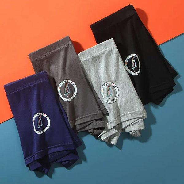 4pcs Men Underwear Modal Cotton Boxers Men's Print Soft Breathable Mid-waist Short Boxers