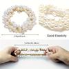 6pcs Hair Ties for Women, Suitable for 6 People – Elastic Hair Bands with Beaded Cord and Faux, White/Suitable for Thick Ponytails, Braids, and Buns
