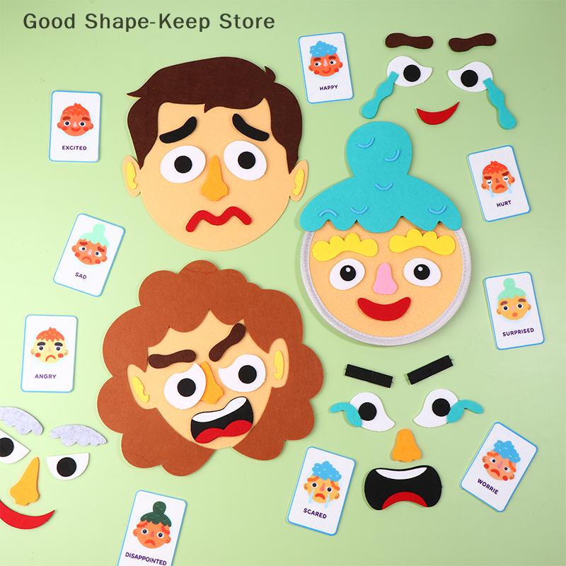 Montessori DIY Felt Expression Game, Emotional Learning Aid for Toddlers