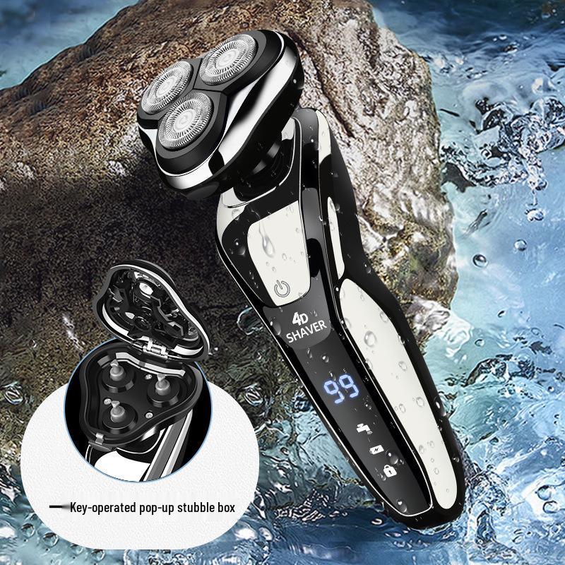 4D Electric Shaver, Full Body Washable Beard Trimmer, USB Charging 3-in-1 Razor