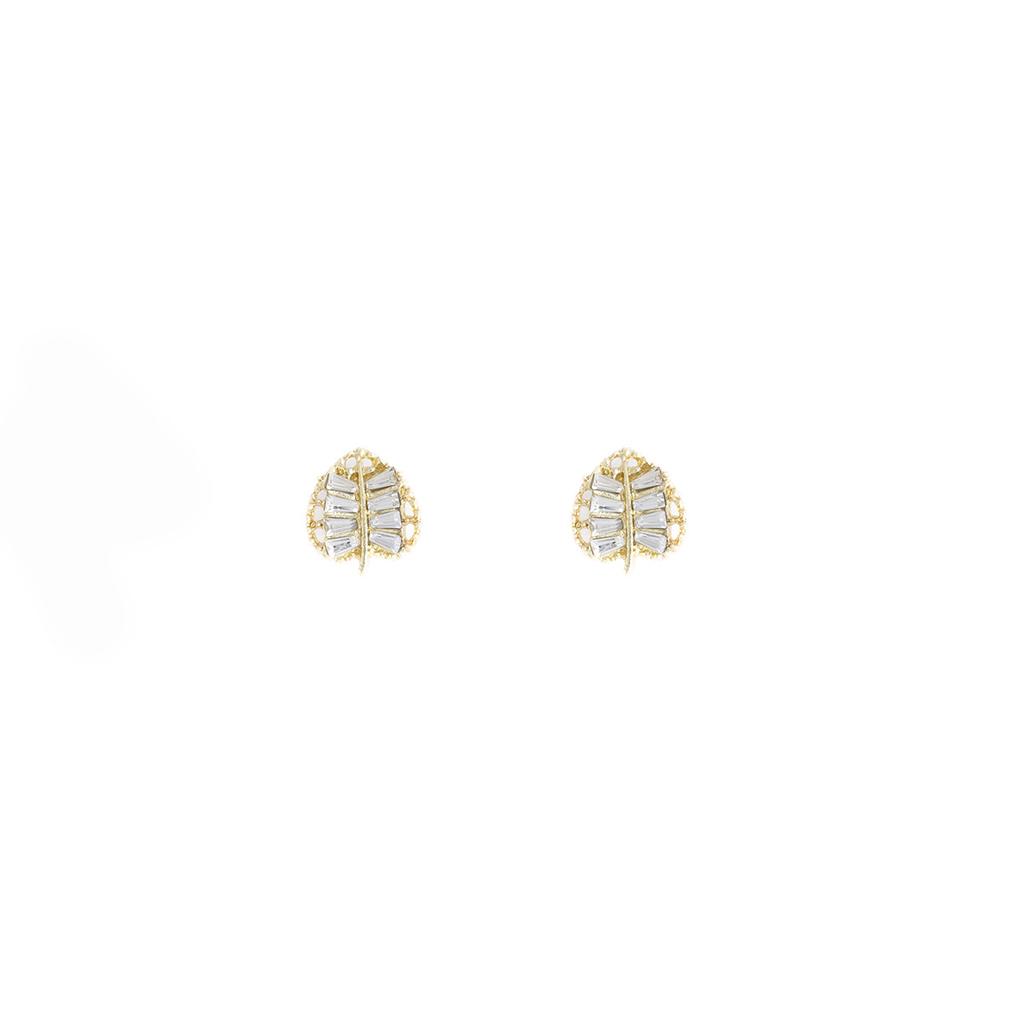 Fashion French Court Style Super Flash Diamond Leaf Stud Earrings Temperament Light Luxury High-End Earrings Women
