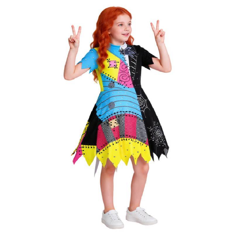 The Nightmare Before Christmas Sally Jack Cosplay Dress For Kids Halloween Role Play