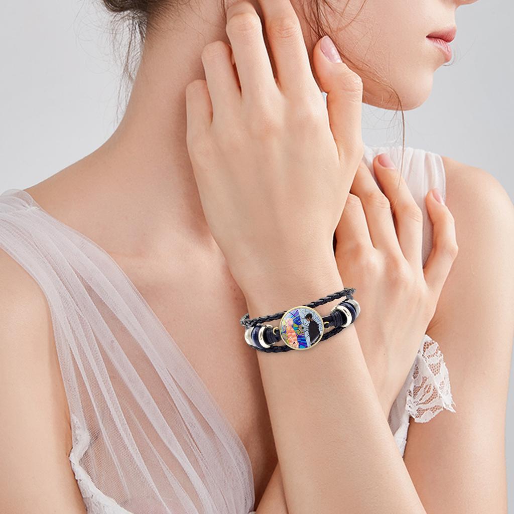 Vintage Leather Bracelets With Cartoon & Text – Adjustable Fashion Wristbands For Daily Wear, Personal Style Statement, Collection, And Gifting