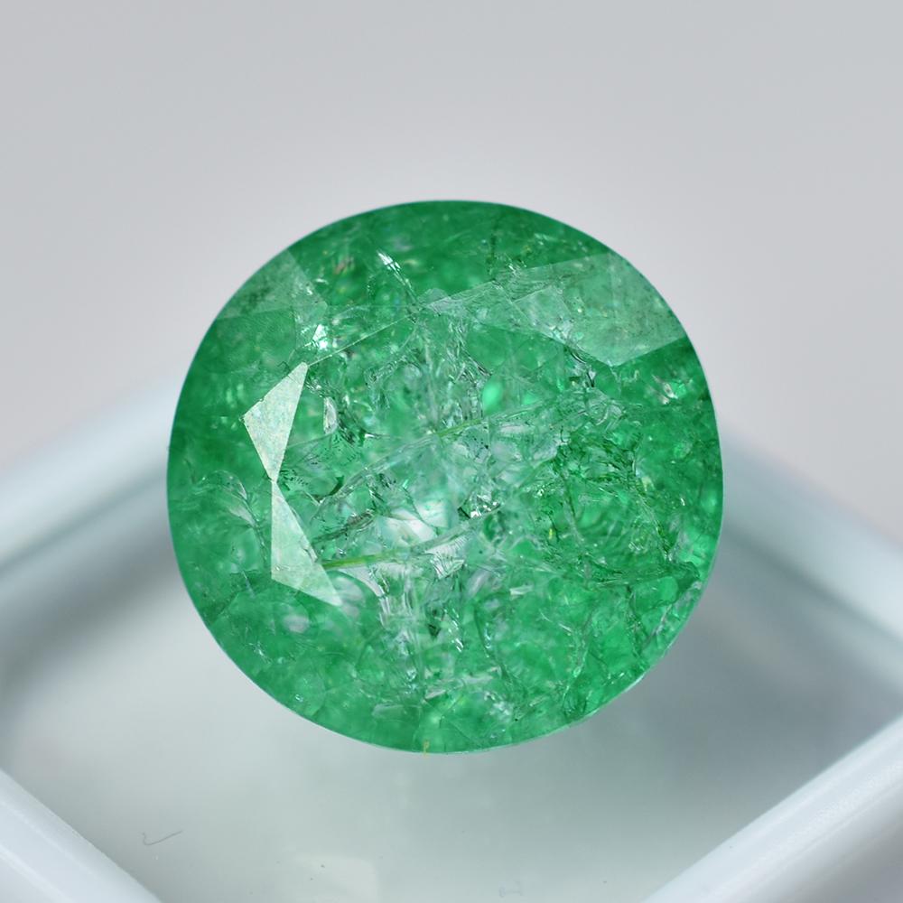 24.85 Ct Round Cut Natural   Green Emerald Loose Gemstone