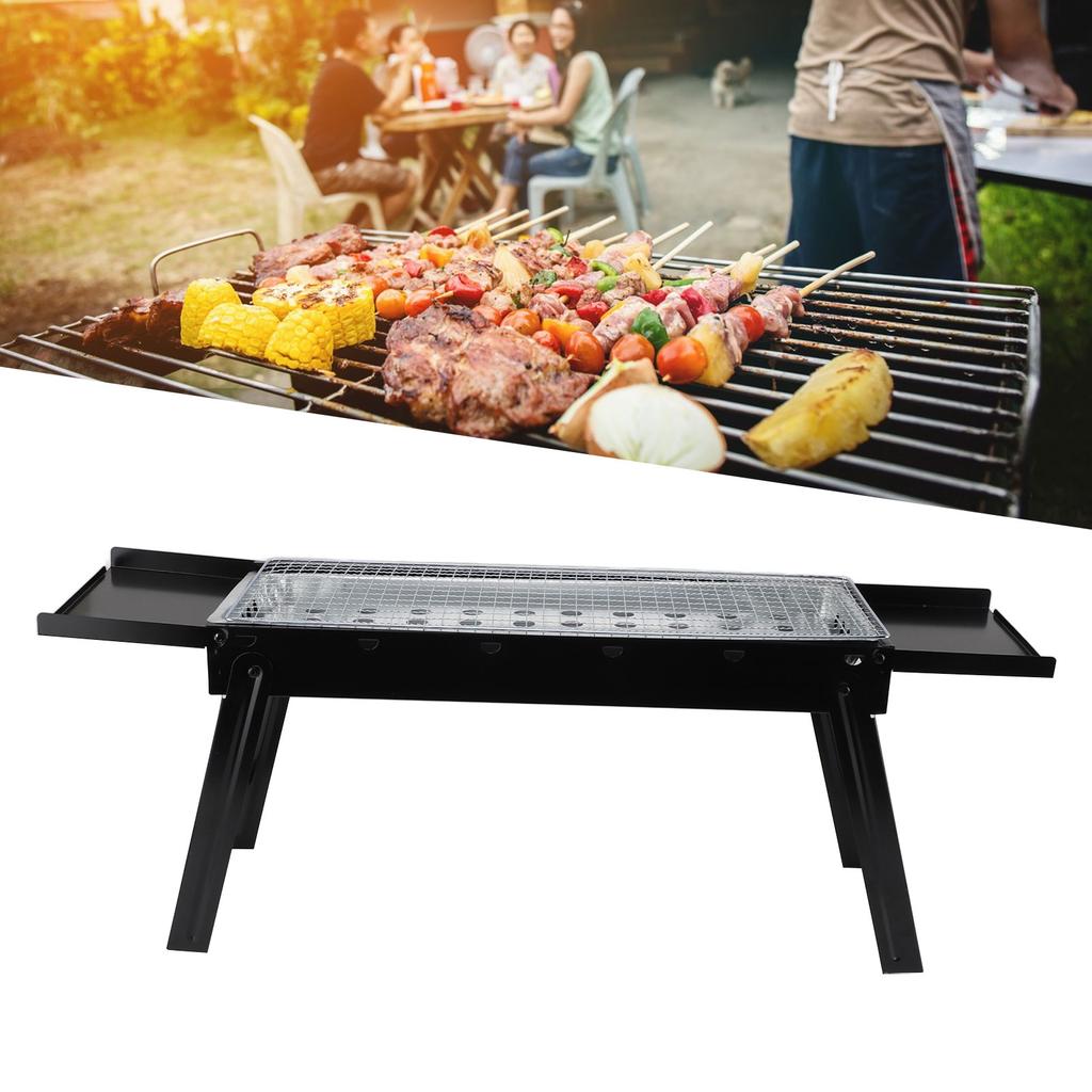 Charcoal Barbecue Grill, Foldable Stainless Steel Laptop Charcoal Barbecue Grill, Even Heating for Parties
