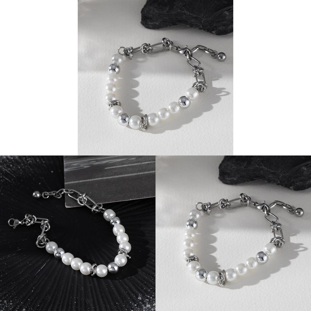 Minimalist Stainless Steel Pearlstyle Bracelet For Women And Men Gift Ideas