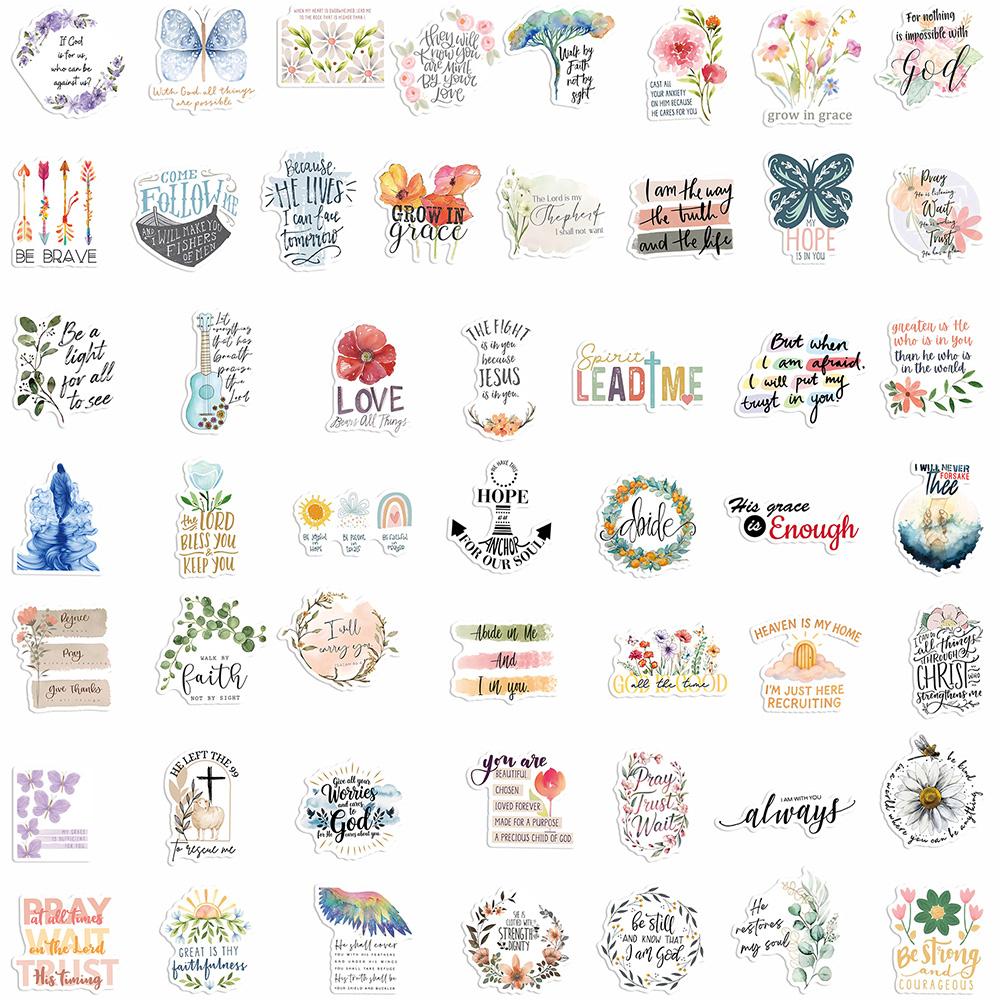 10/30/50pcs Cartoon Jesus Phrase Christians Religion Bible Stickers Decals DIY Laptop Phone Case Diary Decoration Sticker Toys