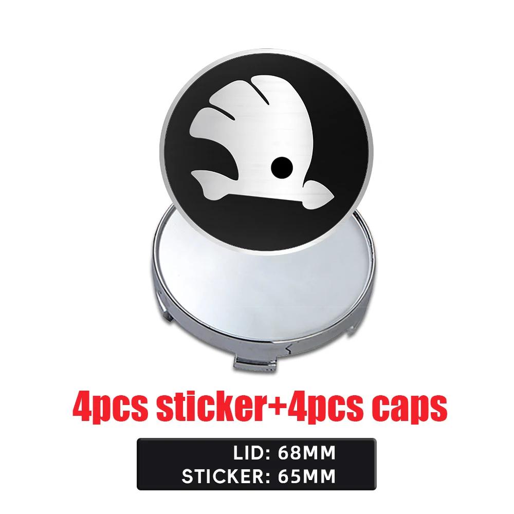 Car Sticker 2025 Hot 4Pcs 56/60/65/68MM Wheel Center Hub Caps Sticker Tire Rim Cover For Skoda Octavia A5 3 2 VRS Vision Kodiaq