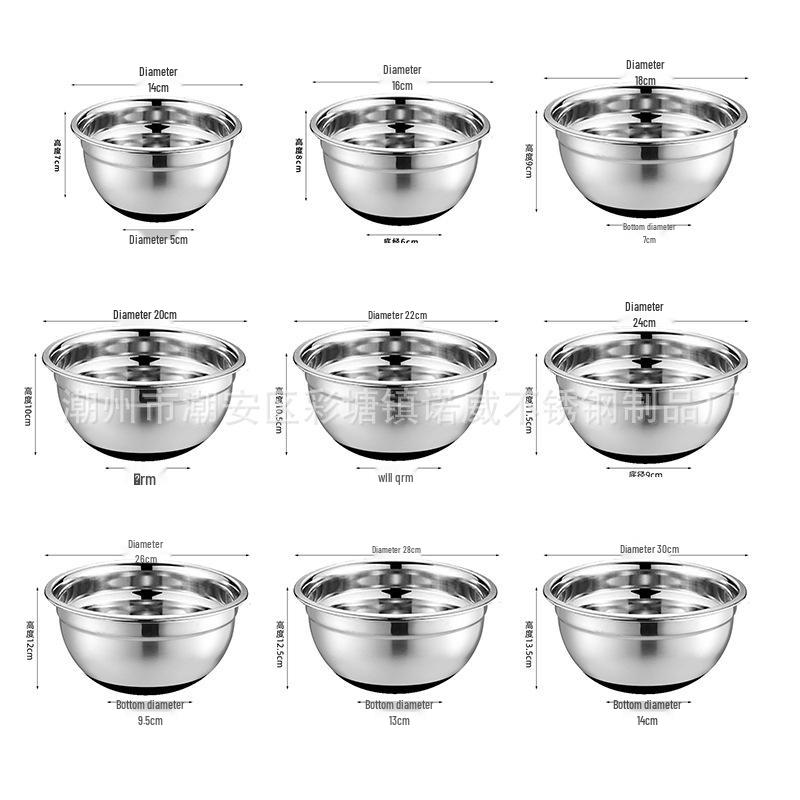 Stainless Steel Mixing Bowl with Lid & Non-slip Silicone Base