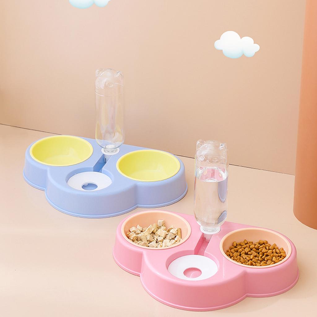 Dog Bowl Raised Cats Food Bowls with Detachable Stand 3 in 1 Pet Automatic Feeder with Water Fountain Multi Color
