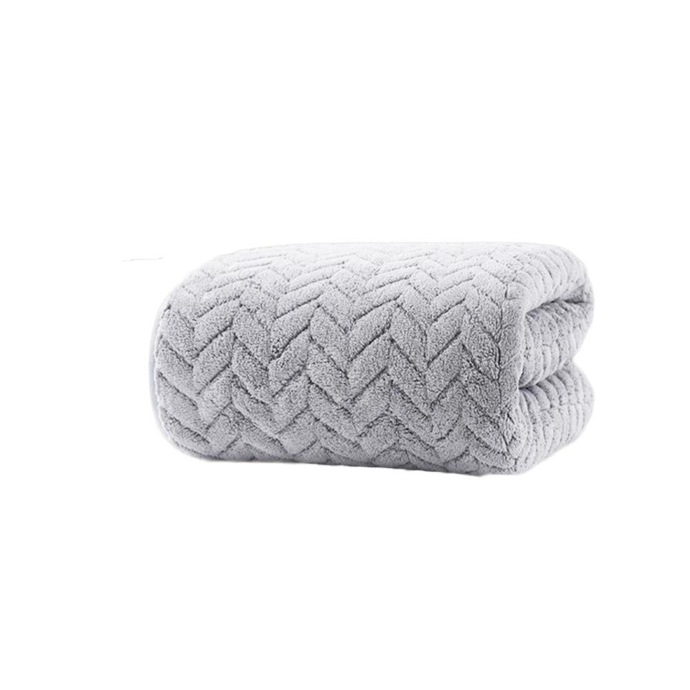 

Soft Texture Coral Velvet Bath Towel High Water Absorption Non Fading Thickened Bath Towel Striped Pattern Large Bath Towel светло-серый
