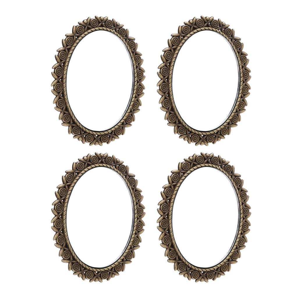 4 Pcs Dollhouse Miniature Framed Mirror 1/12 Scale Antique Rose Pattern Alloy Handcrafted
