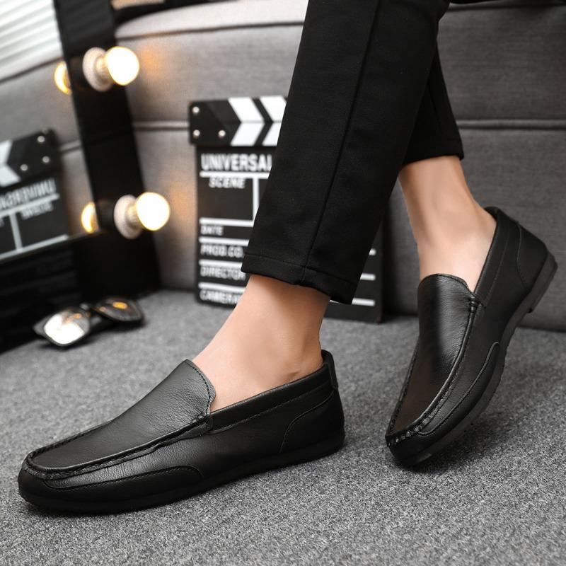 2024 New Genuine Leather Men Shoes Casual Luxury Brand Men Loafers Italian Moccasins Breathable Slip On Men Driving Shoes