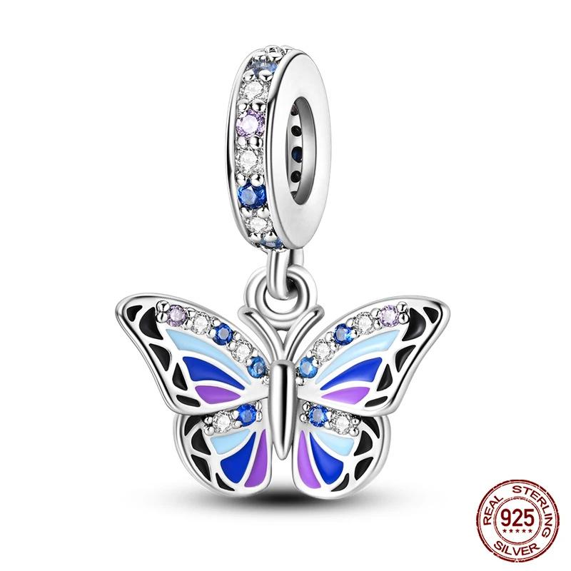 Copper Purple Series Pony Bear Butterfly Shape Charm Beads For 3Mm Original Bracelet Diy Women Jewelry Gift