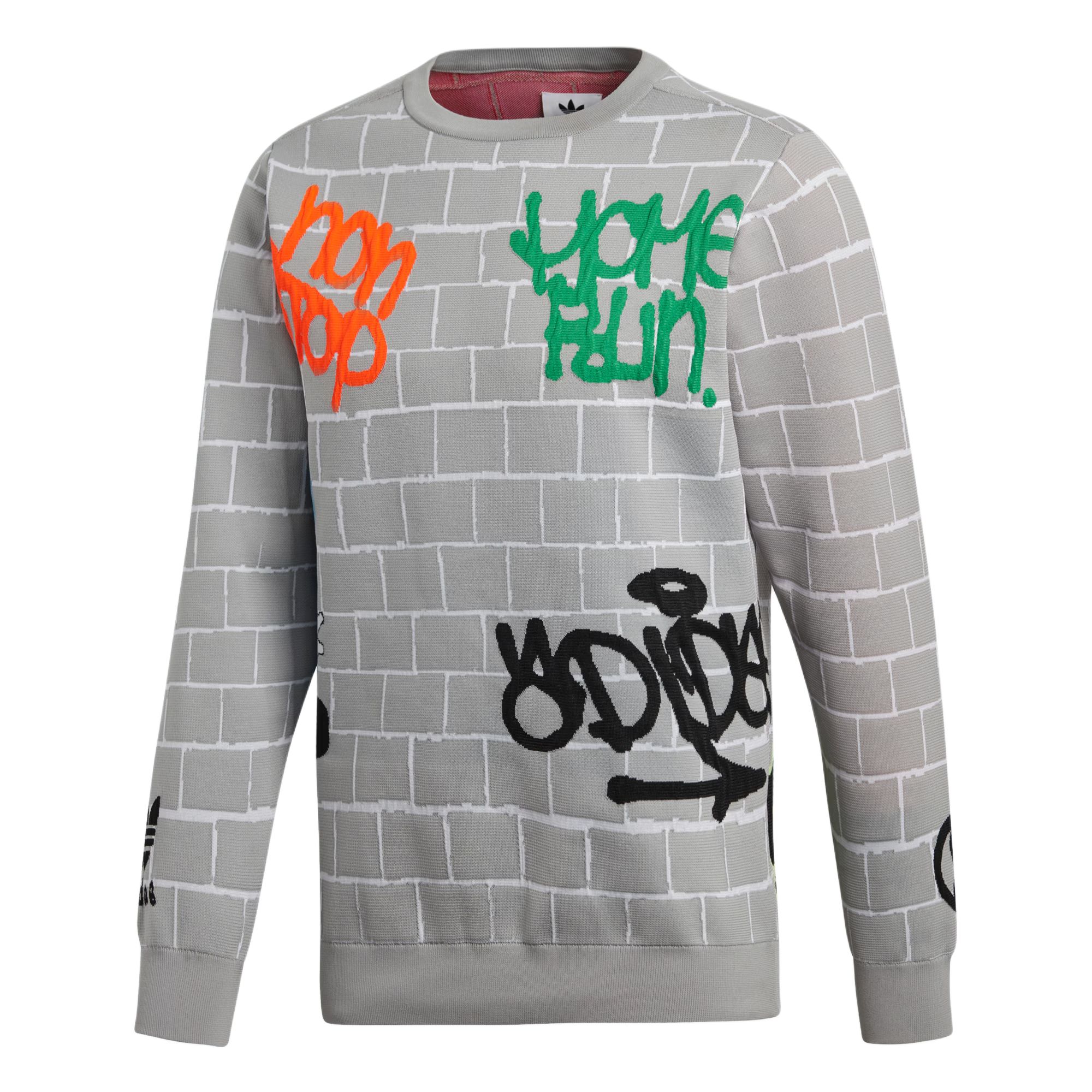 

Adidas Originals X United Arrows & Sons Свитшот мужской с принтом букв, удобный пуловер с круглым вырезом, с длинным рукавом, светло-серый CZ8085 XS