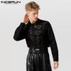 Camicia da uomo con stampa blu reale camicie Casual moda manica lunga camicia Slim F nightclub Streetwear abbigliamento Camisa Social Masculina  200000343