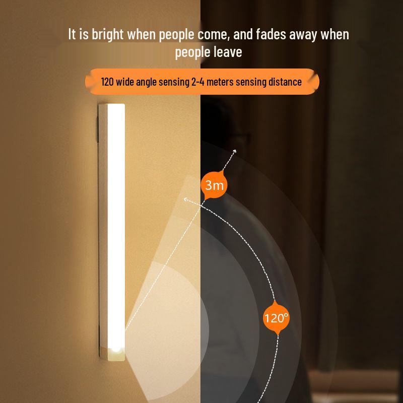 LED Motion Sensor Night Lamp: Magnetic Rechargeable Light for Wardrobes, Wine Cabinets, and Dormitories.