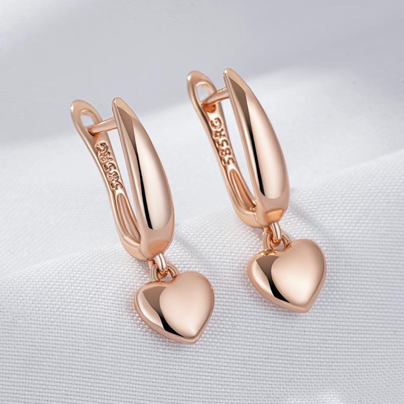 Minimalist Style Rose Gold Color Heart Drop Earrings For Women Trendy Jewelry Party Wedding Accessories Fine Jewelry