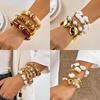 Liquid Metal Geometric Bracelets Set For Women Irregular Imitation Pearls Heart Beaded Bracelets Party Jewelry Gifts