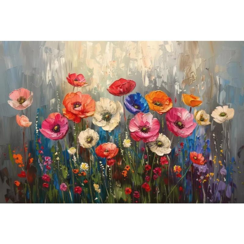Wildflower Field Cat Sparrow Farm House Painting Posters and Prints Canvas Printing Rustic Retro Wall Art Picture for Home Decor