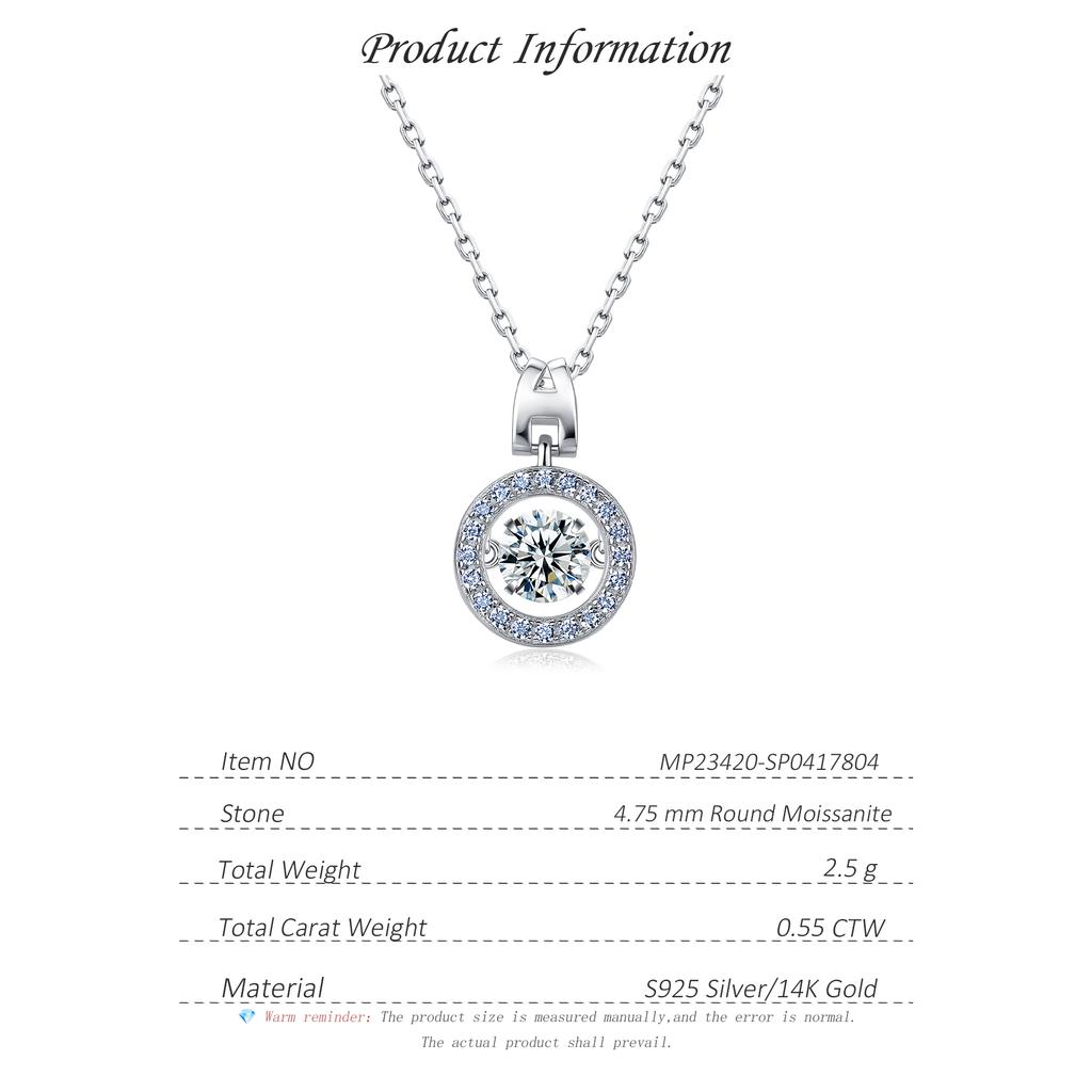 0.55 CTW S925 Sterling Silver Moissanite Pendant Necklace Floating Center Moissanite Jewelry for Women