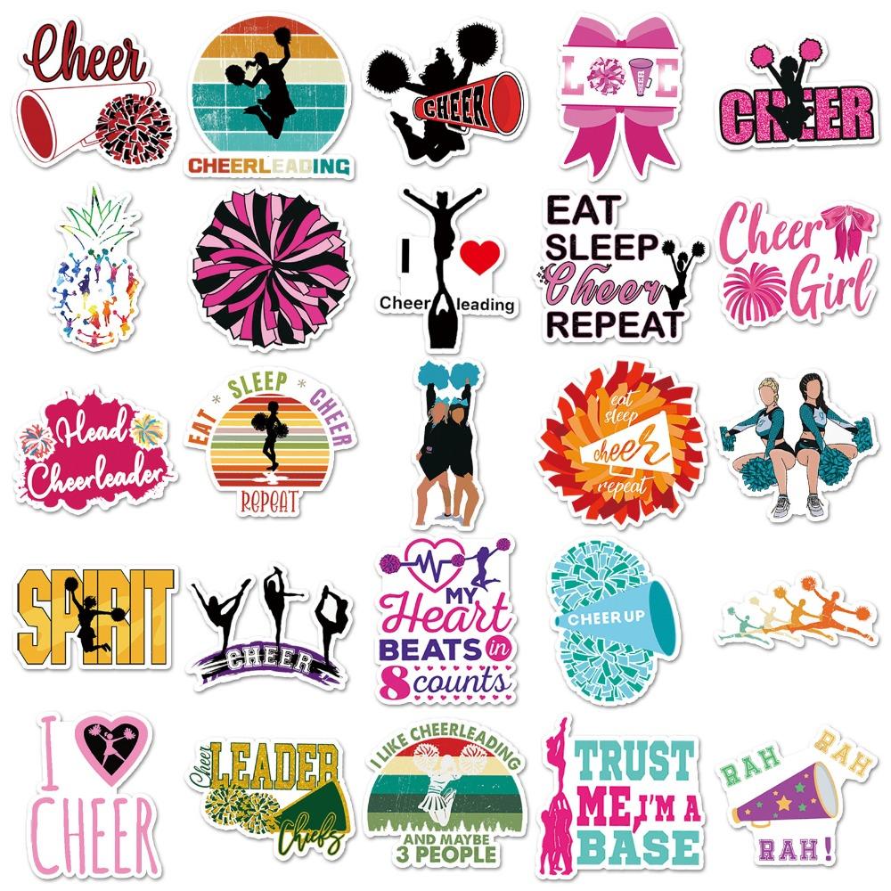 10/50pc Cheerleaders Cheer Small Waterproof Stickers for Girls Water Bottle Notebook Laptop Wall Stationery Desk Scrapbook Decor