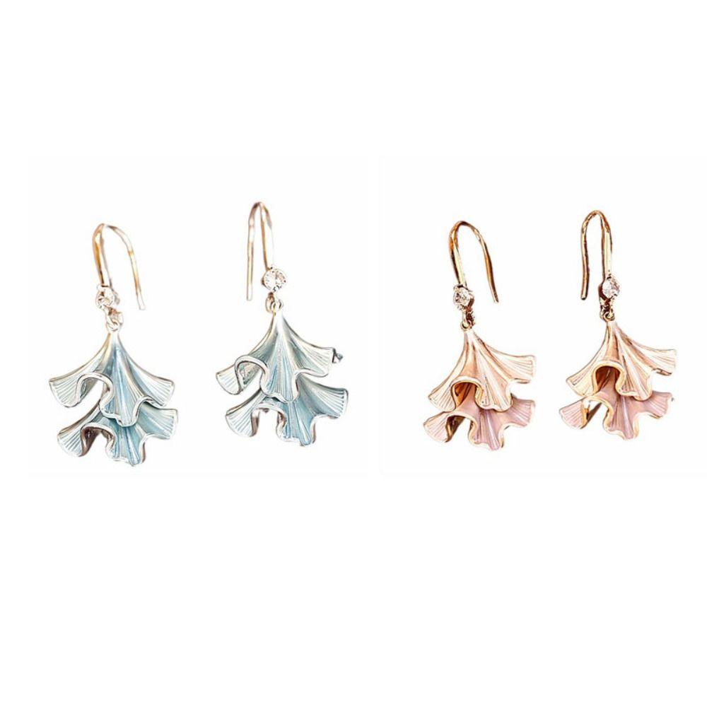 Double-layer Ginkgo Earrings Retro Sweet Earrings Jewelry Funny Ginkgo Ear Pendant Men