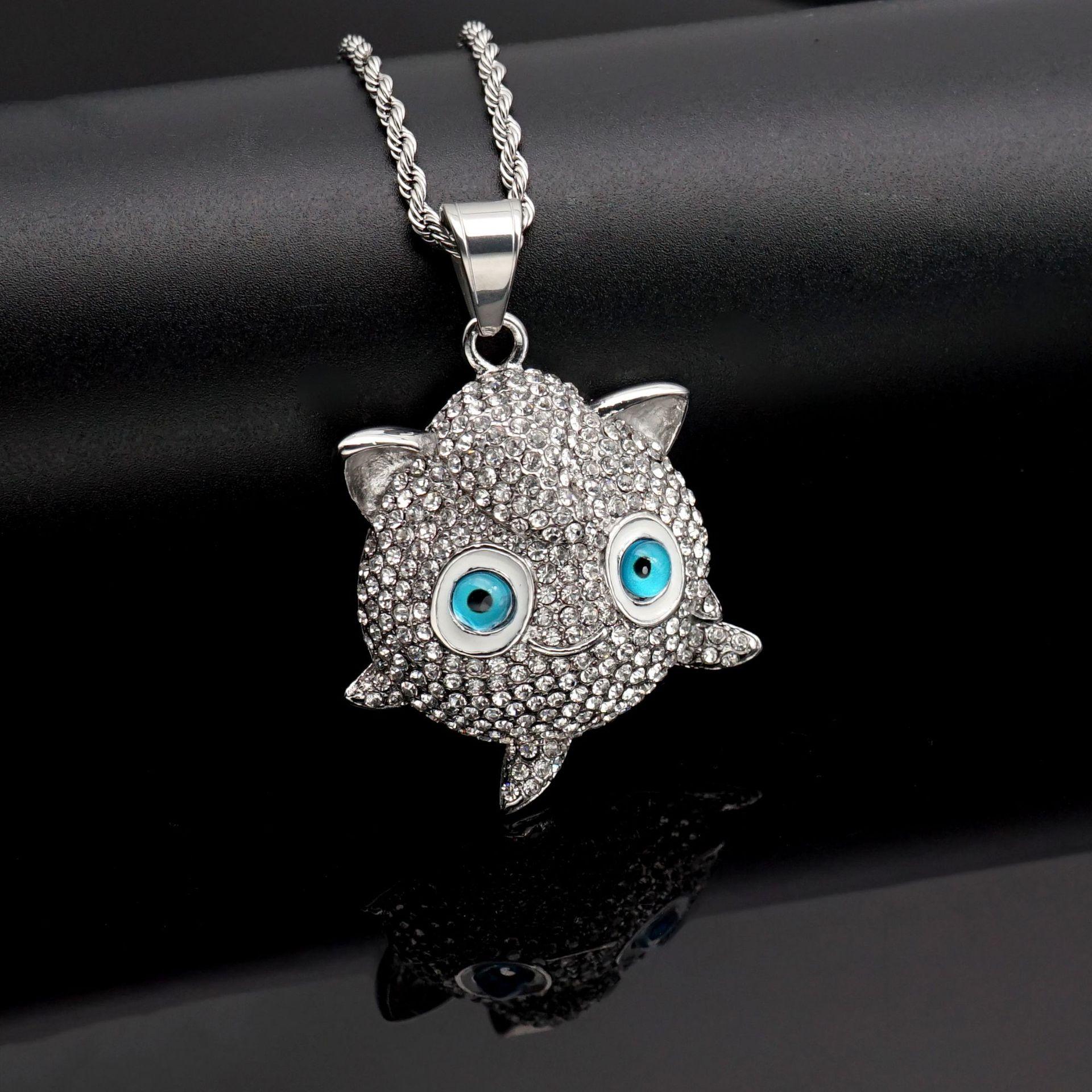 

Новый модный и стильный хип-хоп аксессуар, полный бриллиантов, PokéMon, пухлые питомцы, маленькие эльфы, мультяшный кулон 61CM