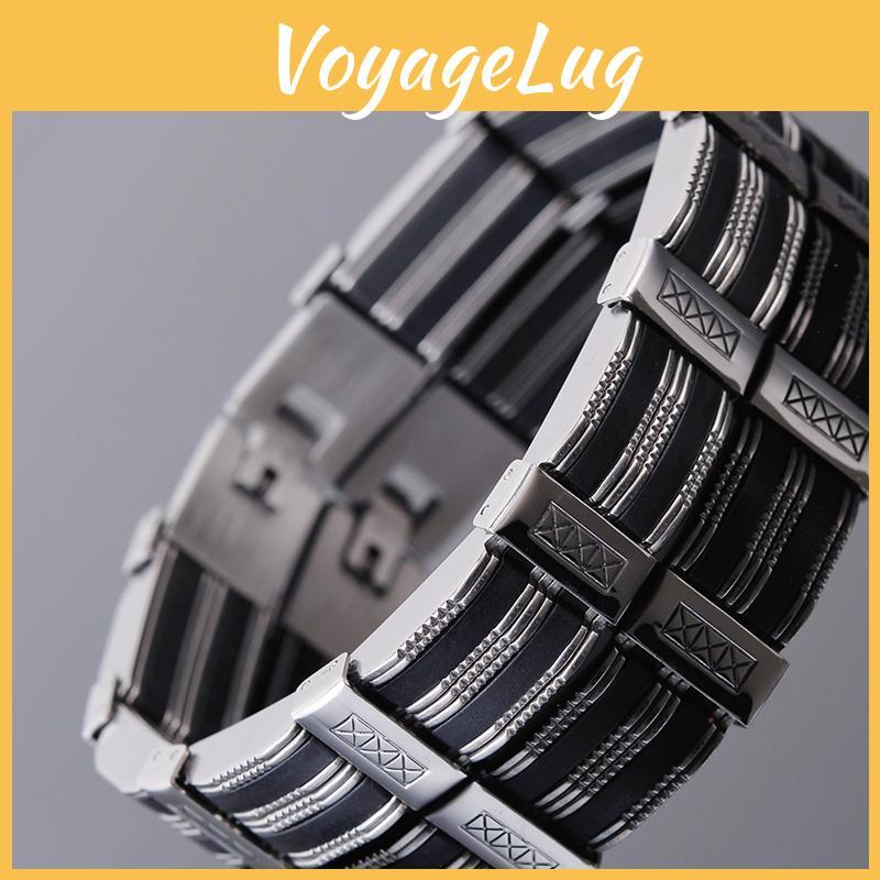 Bracelet Accessories Male Mens Jewellery 13mm 9" Stainless Steel Black Silicone Bracelets For Man On Hand Wristband