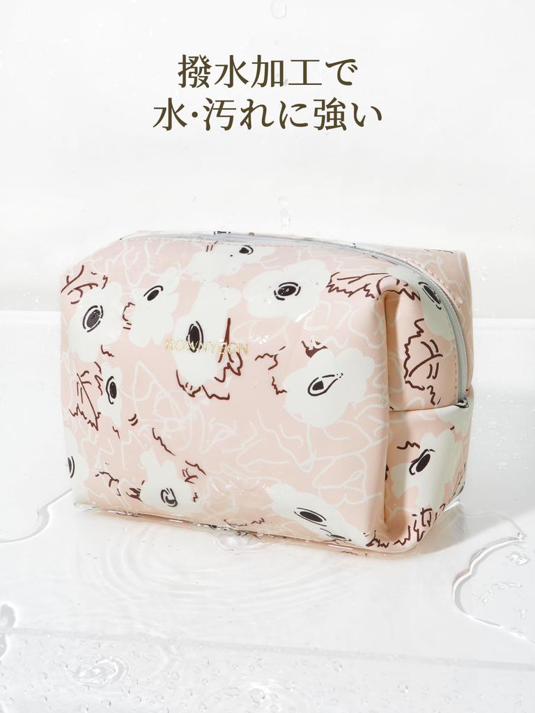 ROWNYEON Small Makeup Pouch with Floral Perfect As a Birthday Pink Print, Portable, Water-Repellent, Multi-Purpose, Gift,